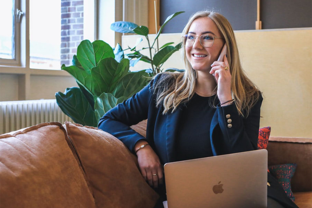 Woman working remotely 