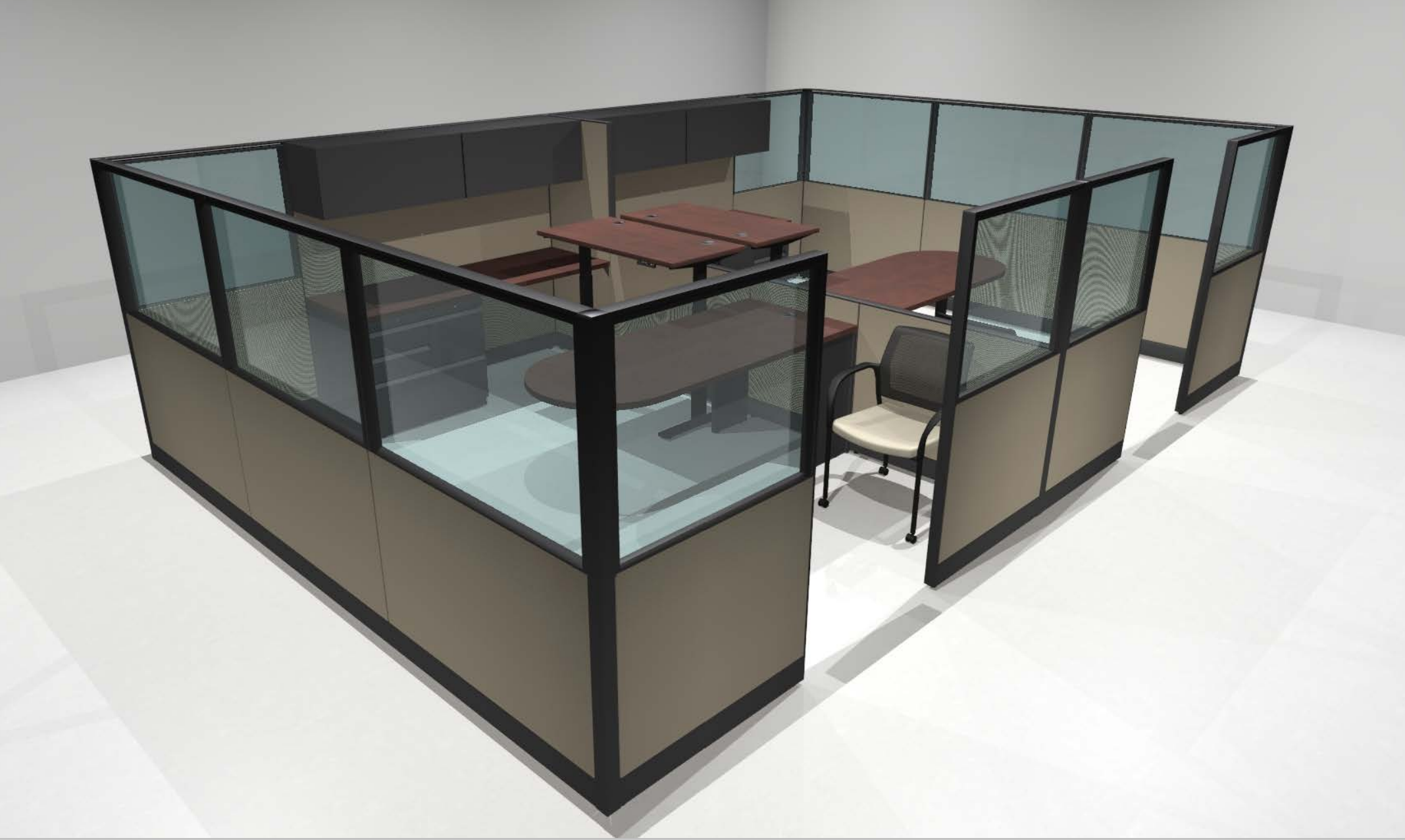 3D full color rendering of office space