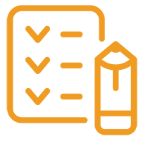 Orange checklist and pencil icon depicting Xerox Proofreader Service