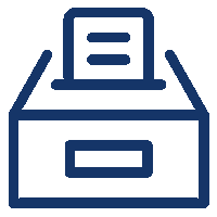 Navy printer with a sheet coming out of it depicting Blackboard and Moodle Apps